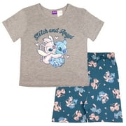 Disney Lilo \u0026 Stitch 2 Piece T-Shirt and Biker Shorts Set Lilo and Stitch Graphic Print Girls Outfits for Kids Fashion Clothes (Size 7-14)